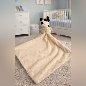 Jellycat Inky Puppy Soother Lovey Retired Black White Security Blanket